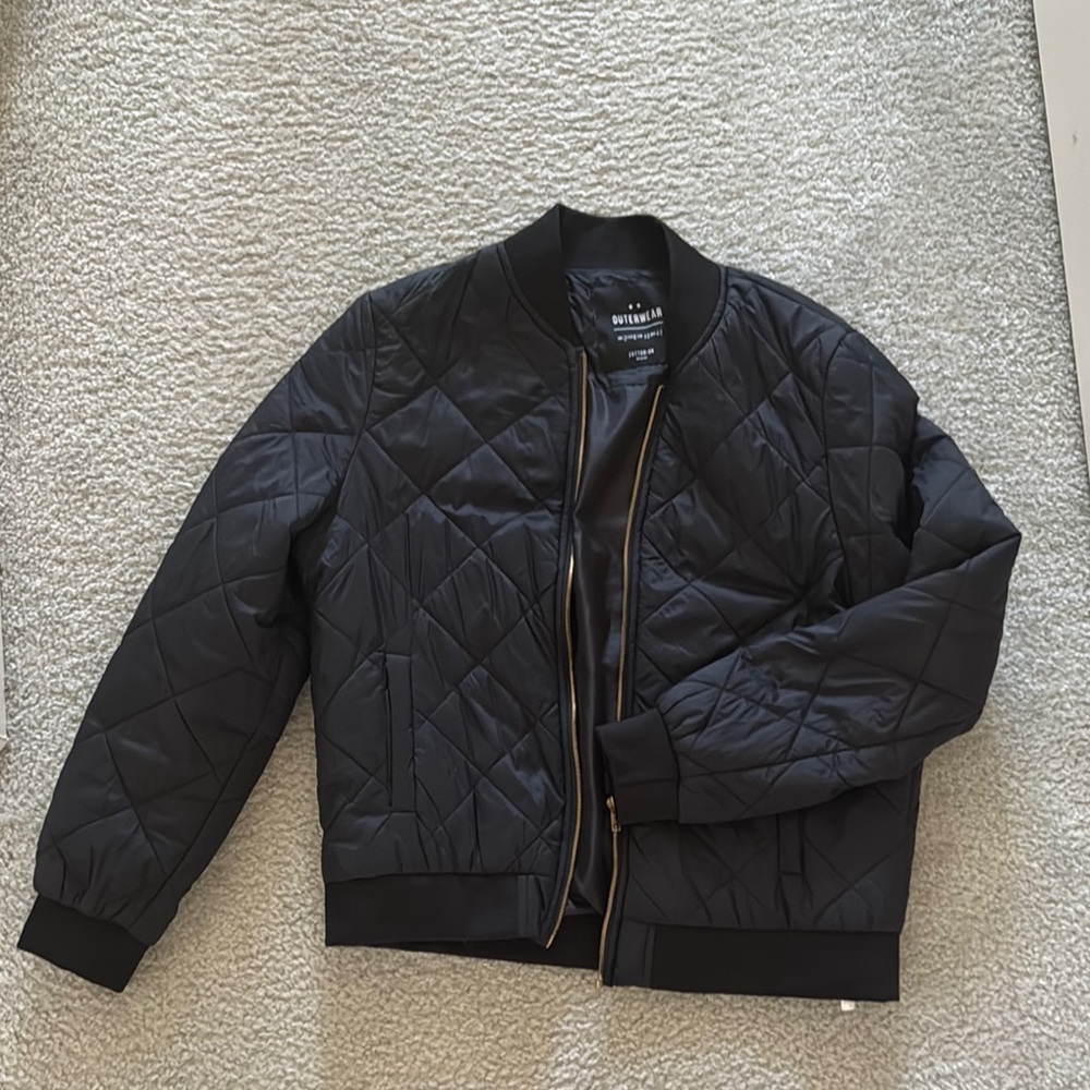 Cotton On Black Quilted Bomber Jacket